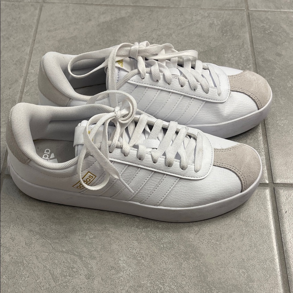 Adidas Women's White and Tan Sneakers